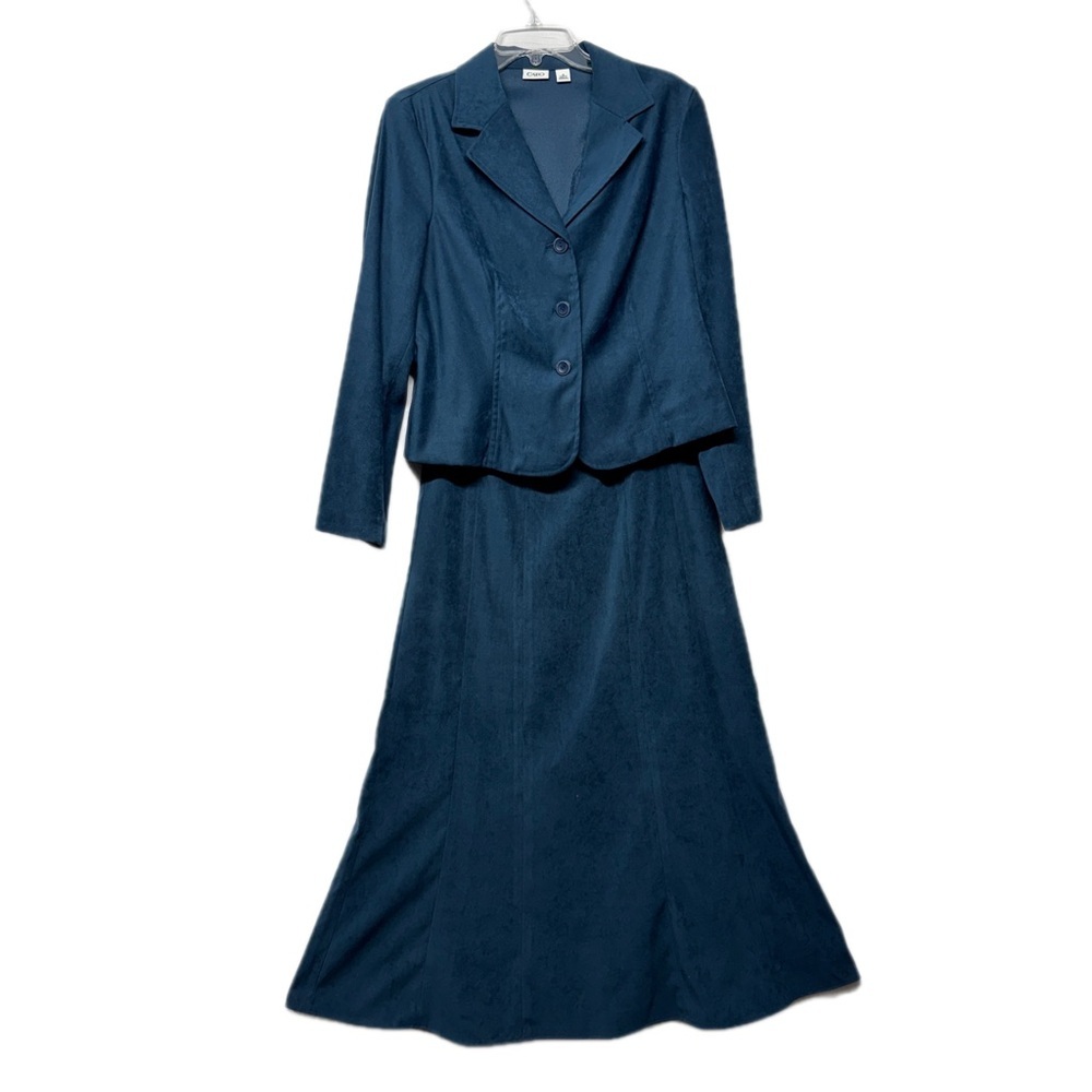 Teal Women’s Two-Piece Skirt Suit – Classic Tailored Jacket & Flared Skirt